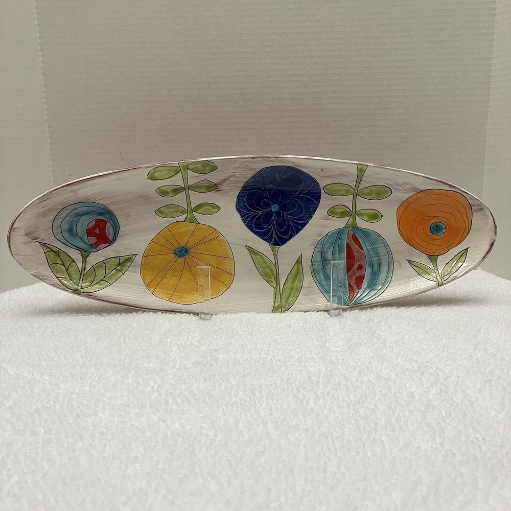 Stephanie Nicole Martin Handmade Oval Kiln Fired Serving‎ Tray, Artisan Made